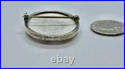 Victorian Hand Painted Porcelain Vagabond Boy Portrait Sterling Frame Brooch