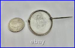 Victorian Hand Painted Porcelain Vagabond Boy Portrait Sterling Frame Brooch