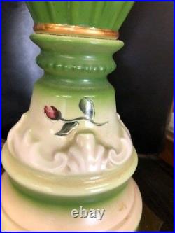 Victorian Hand Painted Porcelian Floral Pair of Lamps Table Lamps Set of 2