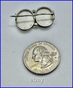 Victorian Hand Painted Portrait of Twin Boys on Porcelain Silver Frame Brooch