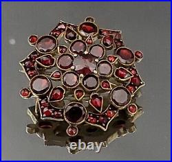 Victorian Hand Set Red/Brown Garnet all original rare Brooch/ Pin