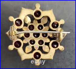 Victorian Hand Set Red/Brown Garnet all original rare Brooch/ Pin