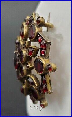 Victorian Hand Set Red/Brown Garnet all original rare Brooch/ Pin