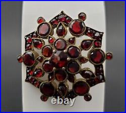 Victorian Hand Set Red/Brown Garnet all original rare Brooch/ Pin