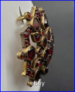 Victorian Hand Set Red/Brown Garnet all original rare Brooch/ Pin