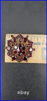 Victorian Hand Set Red/Brown Garnet all original rare Brooch/ Pin