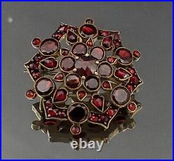 Victorian Hand Set Red/Brown Garnet all original rare Brooch/ Pin