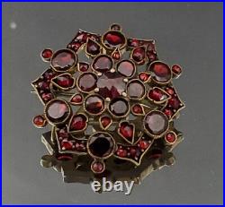 Victorian Hand Set Red/Brown Garnet all original rare Brooch/ Pin