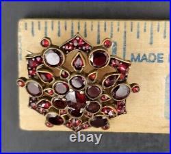 Victorian Hand Set Red/Brown Garnet all original rare Brooch/ Pin