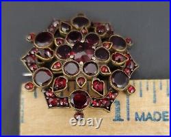 Victorian Hand Set Red/Brown Garnet all original rare Brooch/ Pin