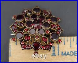 Victorian Hand Set Red/Brown Garnet all original rare Brooch/ Pin