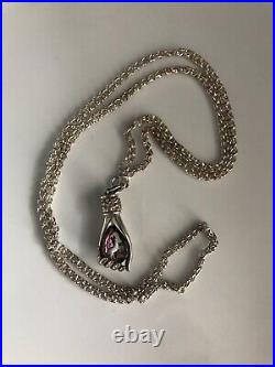 Victorian Hand Sterling Silver Necklace Goat Capricorn-Aries Pendant Memento Mor