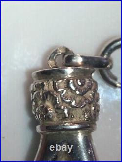 Victorian Hand Sterling Silver Necklace Goat Capricorn-Aries Pendant Memento Mor