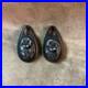 Victorian Hand carved jet black floral design drop earrings pair minor as is