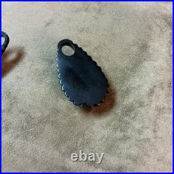 Victorian Hand carved jet black floral design drop earrings pair minor as is