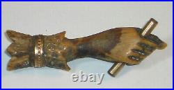 Victorian Ladies Carved Wood Hand / Baton Gold-Filled Maybe Worlds Fair Pin