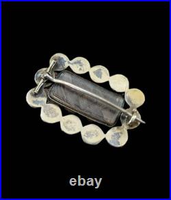 Victorian Mourning Brooch Hand Carved Coral Glassed Plaited Hair Pristine
