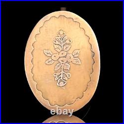 Victorian Mourning Brooch Hand Engraved Gold Filled Cross Forget Me Not Antique
