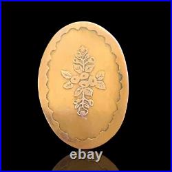 Victorian Mourning Brooch Hand Engraved Gold Filled Cross Forget Me Not Antique