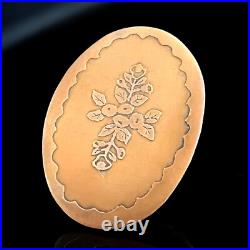 Victorian Mourning Brooch Hand Engraved Gold Filled Cross Forget Me Not Antique