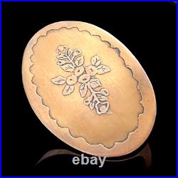 Victorian Mourning Brooch Hand Engraved Gold Filled Cross Forget Me Not Antique