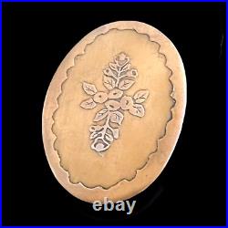 Victorian Mourning Brooch Hand Engraved Gold Filled Cross Forget Me Not Antique