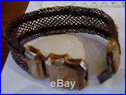 Victorian Mourning Hair Jewelry FANCY BRACELET shield hand crafted art antique