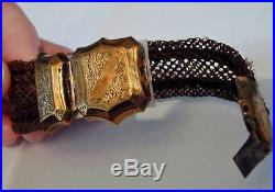 Victorian Mourning Hair Jewelry FANCY BRACELET shield hand crafted art antique
