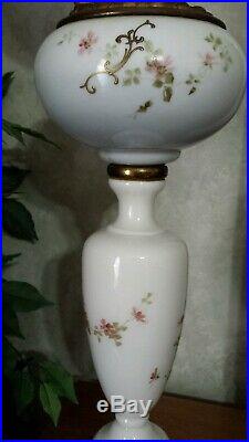 Victorian Oil Lamp Gwtw Globe Hand Painted Cherubs Consolidated Burner 3 Tier