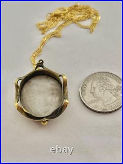 Victorian Orange Hat Girl Portrait Miniature Hand Painted Pendant Necklace 18
