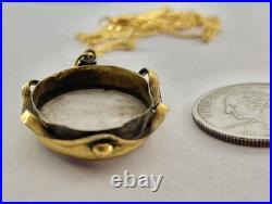 Victorian Orange Hat Girl Portrait Miniature Hand Painted Pendant Necklace 18