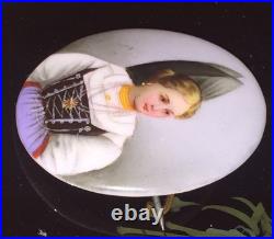Victorian Portrait Brooch Cameo Hand Painted Porcelain Pin Swiss Austrian German