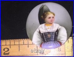 Victorian Portrait Brooch Cameo Hand Painted Porcelain Pin Swiss Austrian German
