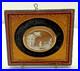 Victorian Shell Cameo Brooch Hand Carved Scene in Gilt Velvet Frame c1840-1870