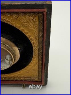 Victorian Shell Cameo Brooch Hand Carved Scene in Gilt Velvet Frame c1840-1870