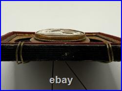 Victorian Shell Cameo Brooch Hand Carved Scene in Gilt Velvet Frame c1840-1870