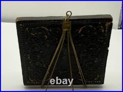 Victorian Shell Cameo Brooch Hand Carved Scene in Gilt Velvet Frame c1840-1870