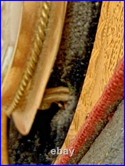 Victorian Shell Cameo Brooch Hand Carved Scene in Gilt Velvet Frame c1840-1870