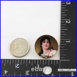 Victorian Silver Hand Painted Portrait Brooch