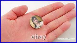 Victorian Silver Hand Painted Portrait Brooch