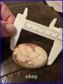 Victorian Silver case Hand Carved Shell Cameo For Brooch Pendant Nice