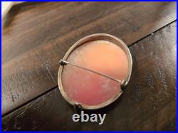 Victorian Silver case Hand Carved Shell Cameo For Brooch Pendant Nice