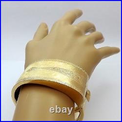 Victorian Solid 14K Gold Hand Engraved Wide Belt Buckle Bangle Bracelet 55 grams