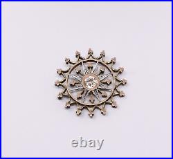 Victorian Starburst Pendent, Hand Chased 14k Gold Overlays Old Mine Cut Paste