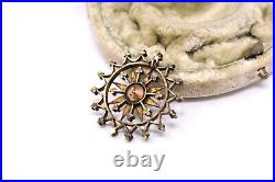 Victorian Starburst Pendent, Hand Chased 14k Gold Overlays Old Mine Cut Paste