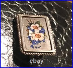 Victorian Sterling Silver Enamel Daffodil Brooch Antique Petite Floral Pin Vtg