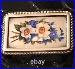 Victorian Sterling Silver Enamel Daffodil Brooch Antique Petite Floral Pin Vtg