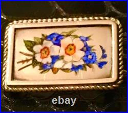 Victorian Sterling Silver Enamel Daffodil Brooch Antique Petite Floral Pin Vtg