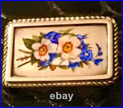 Victorian Sterling Silver Enamel Daffodil Brooch Antique Petite Floral Pin Vtg