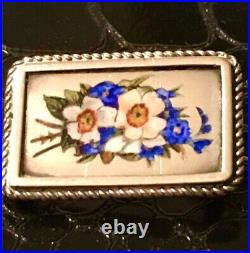 Victorian Sterling Silver Enamel Daffodil Brooch Antique Petite Floral Pin Vtg